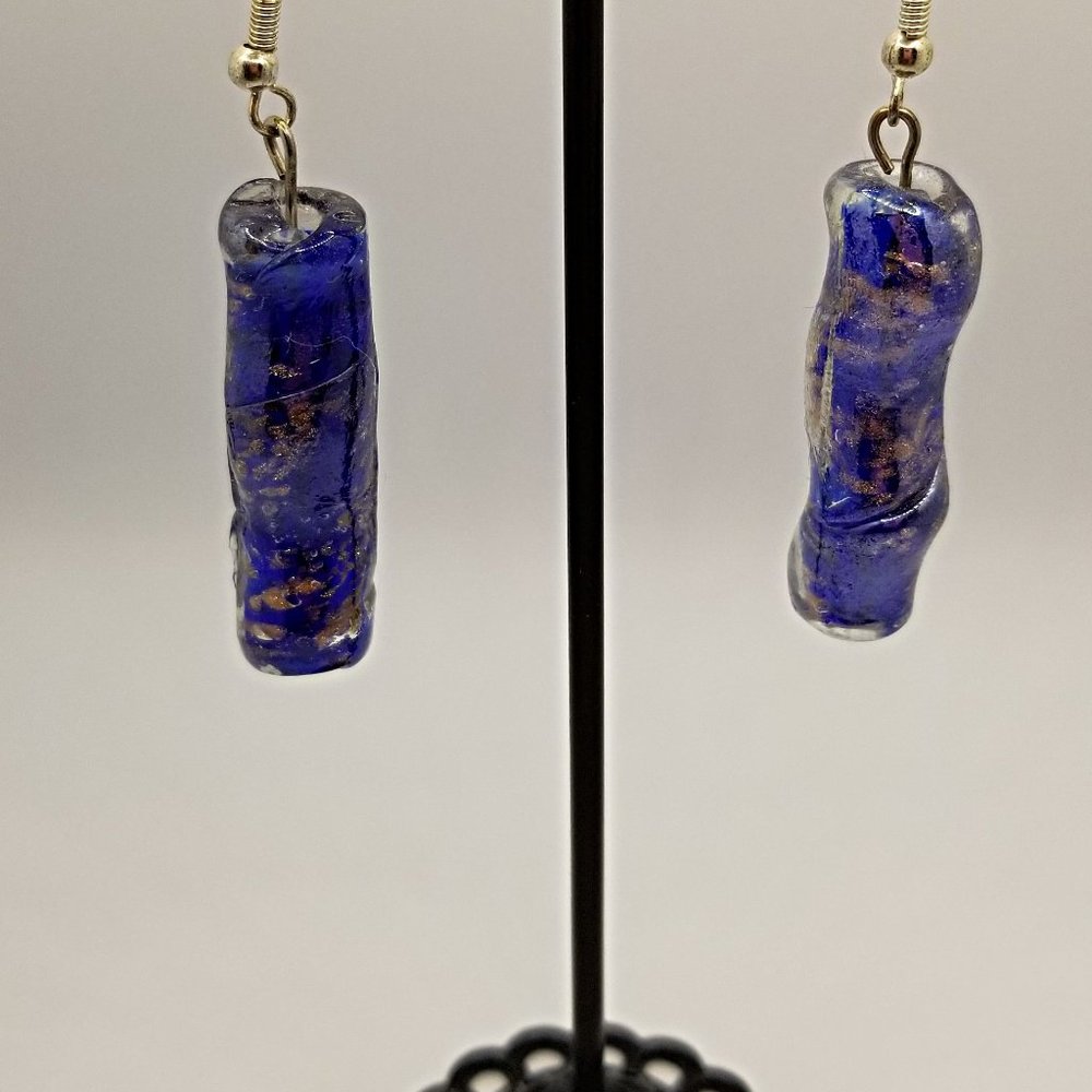 Lampwork Earrings Handmade Blue & Purple